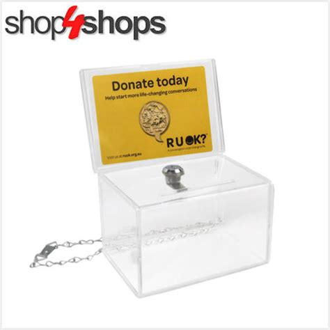 coin donation box metal hinge chain|metal boxes for charity.